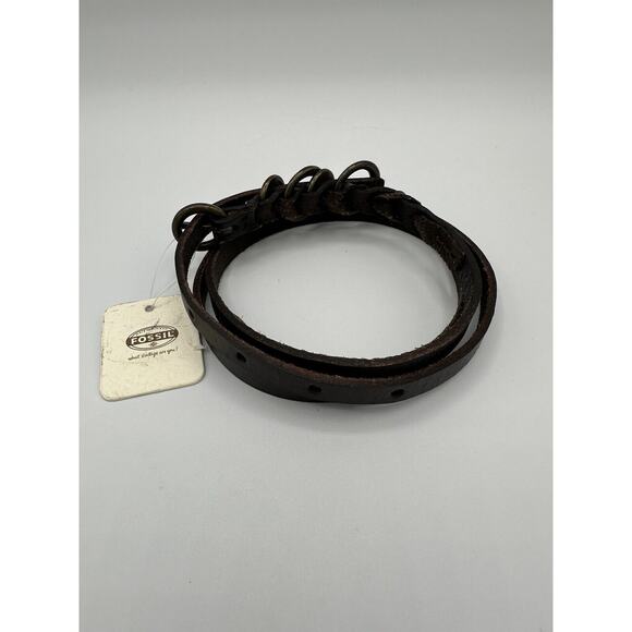 Fossil Multi Ring Keeper Chocolate Brown Leather Belt Slim Large - Picture 2 of 11